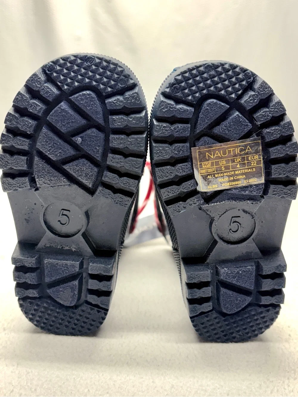Nautica Everett Rain Boots Kids 5T Navy Red Anchor NWT